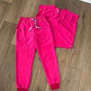 Figs Hot Pink Jogger Scrub Set